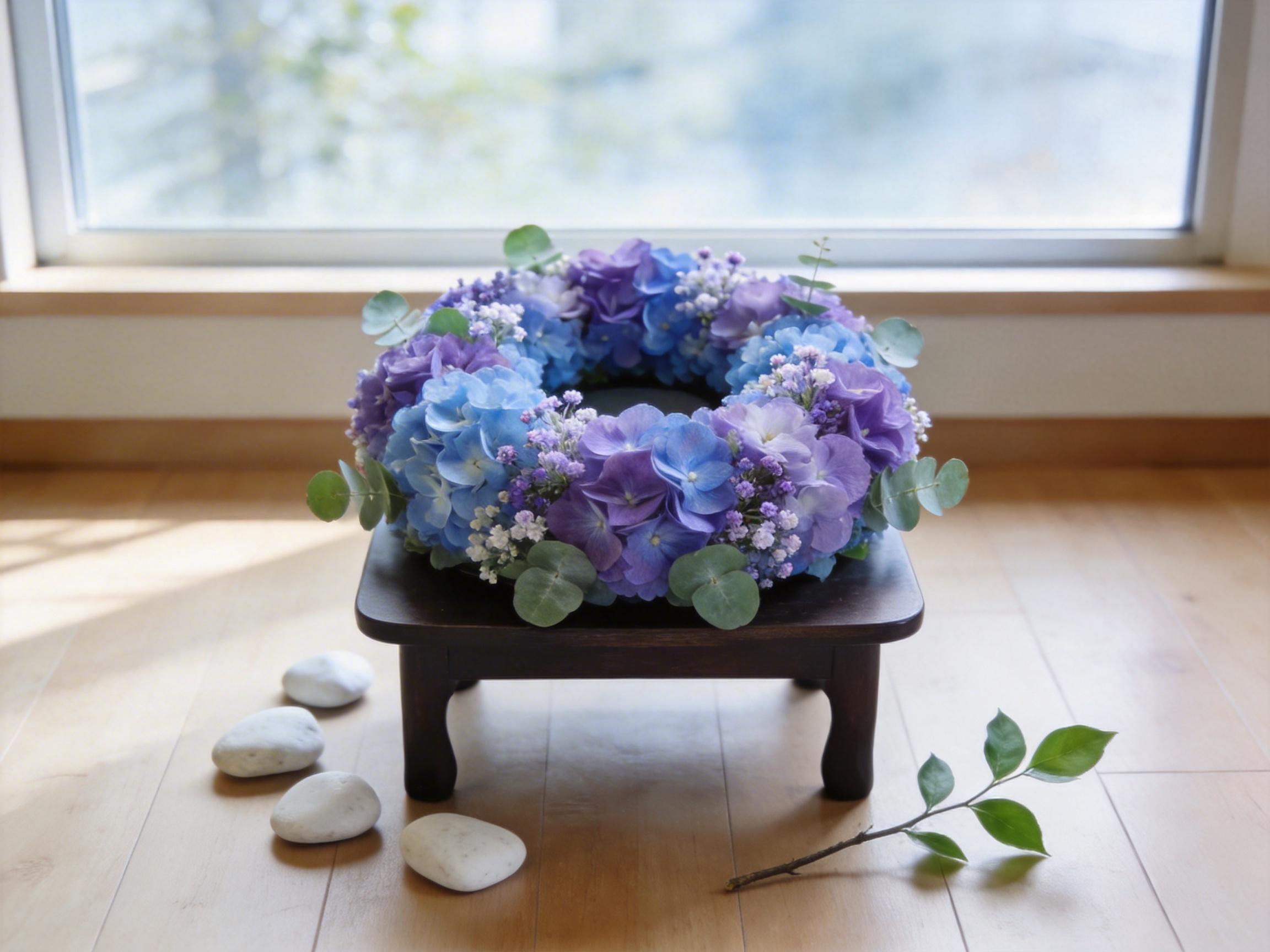 藍色繡球花圈