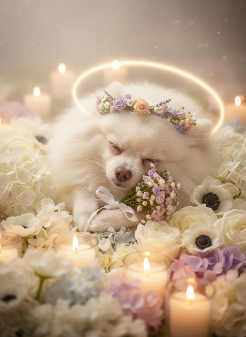 戴上鮮花花冠的毛孩
